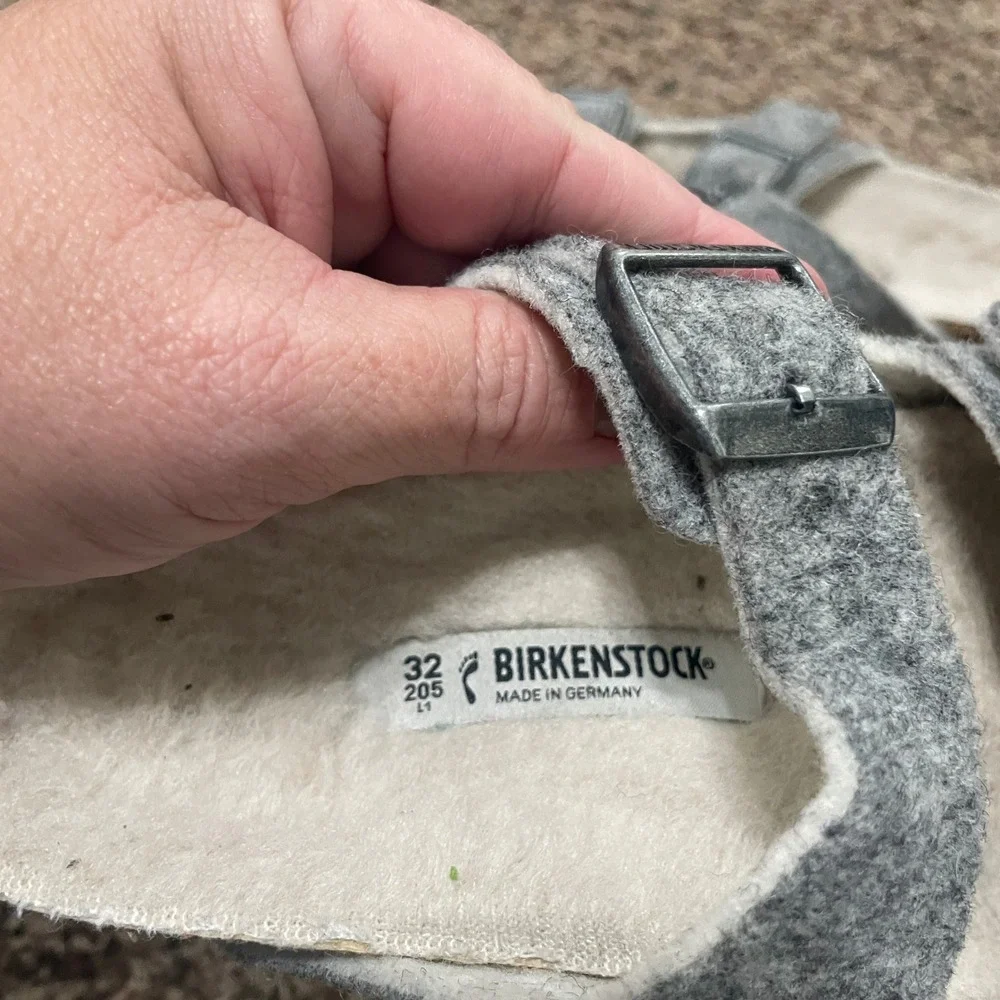 Birkenstock Arizona Kids‎ Felt Wool Shearling Lined Sandals Gray Size 32 US 1